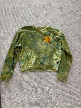 Aviator Nation Women's Hand Dyed Smiley 2 Crew Sweatshirt— size small